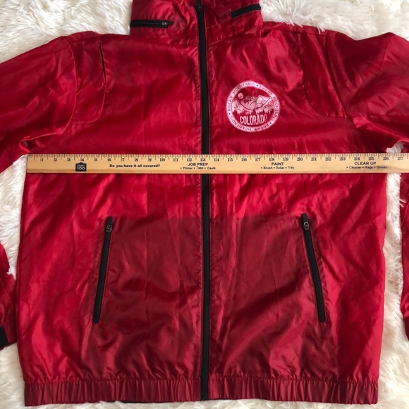 WIND Lightweight Windbreaker Jacket Red Colorado Rocky Mountains Logo Men's XL - Picture 4 of 7